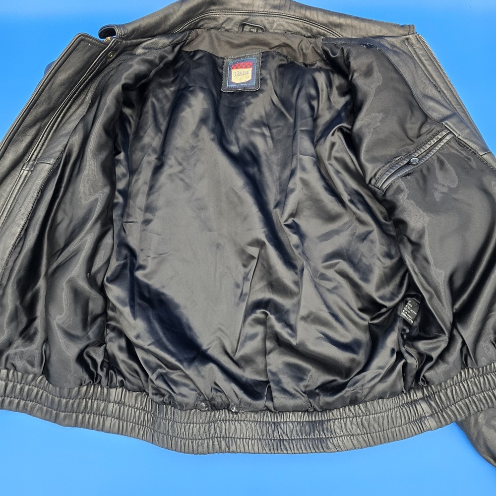 Vintage J Park Collection Black Leather Bomber Jacket - Size L - Picture 4 of 14